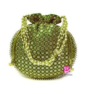 Indian Ethnic Desner Potli Bag Golden Radian Mirror Accent O_O